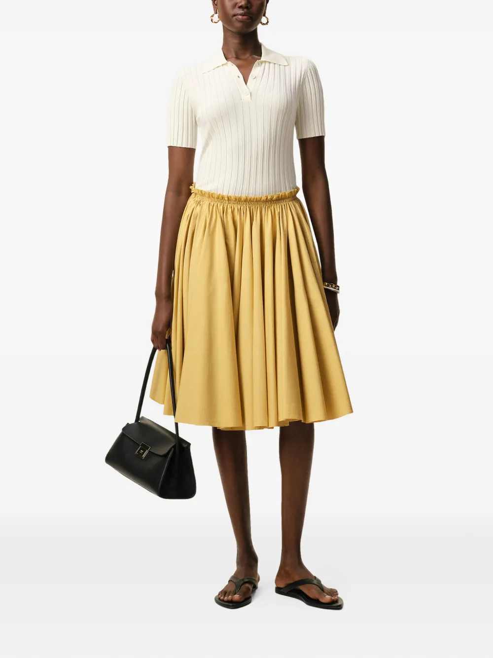 AMI Paris Midi-rok met ruches Beige