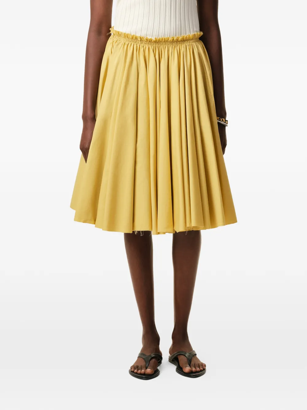 AMI Paris Midi-rok met ruches Beige