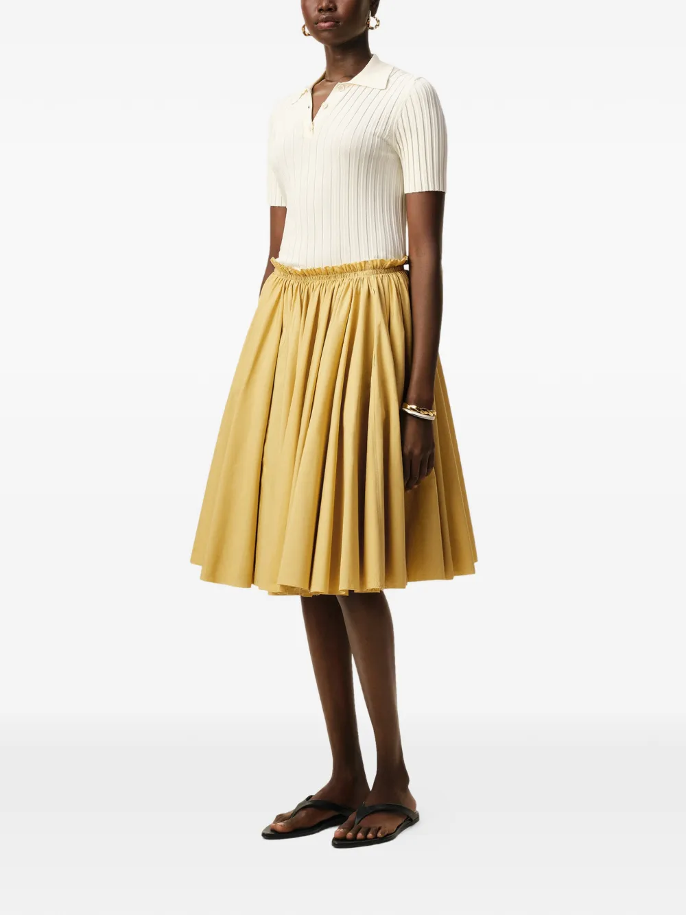 AMI Paris Midi-rok met ruches Beige