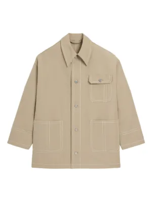 AMI Paris patch-pocket Topstitch Worker Jacket | Grey | FARFETCH
