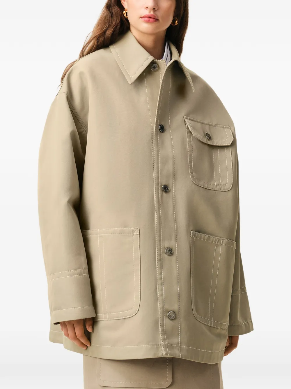 AMI Paris Jack met opgestikte zak Beige