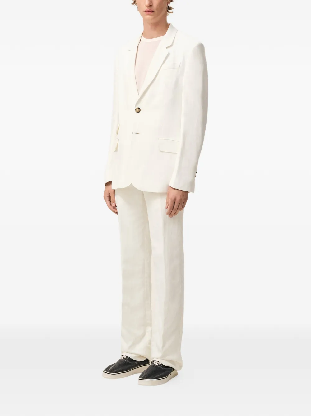  Ami Paris Single Breasted Gabardine Blazer - Neutrals 
