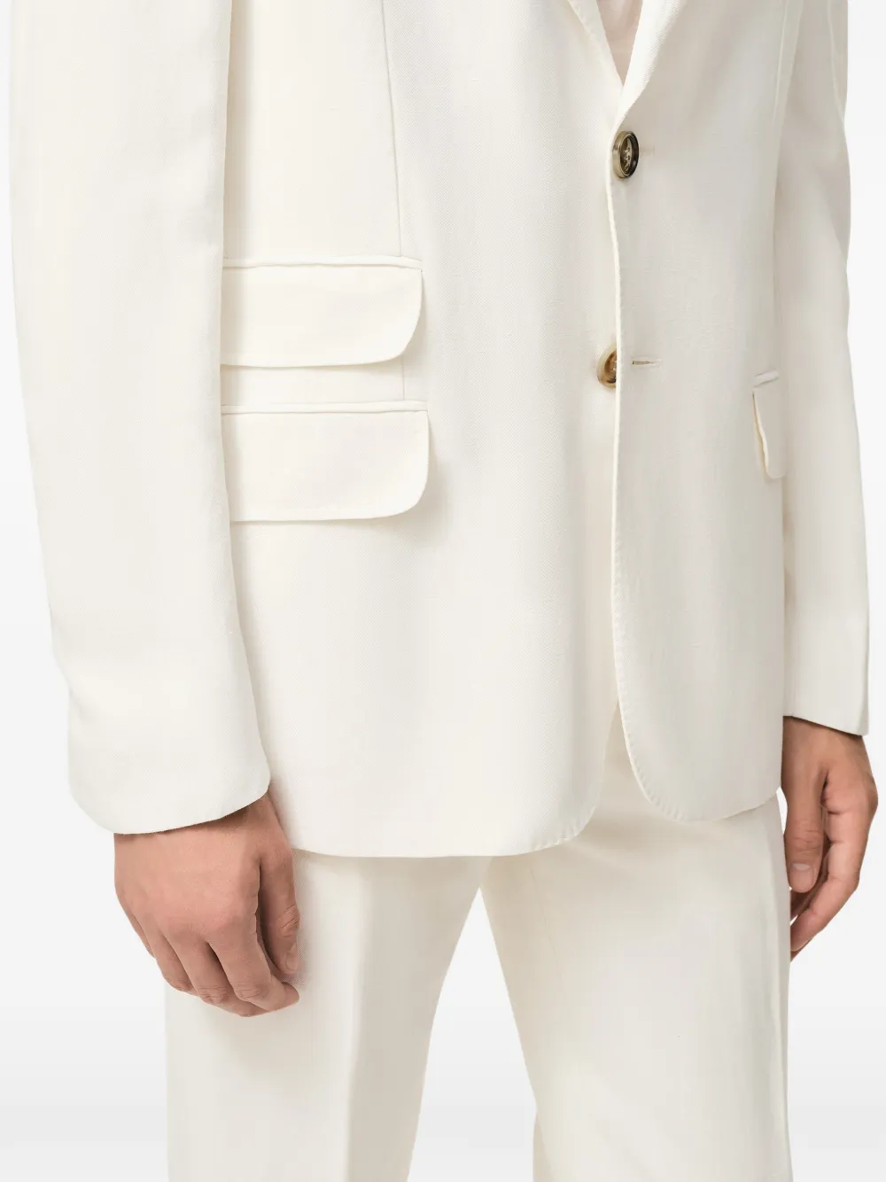 AMI Paris Gabardine blazer met enkele rij knopen Beige
