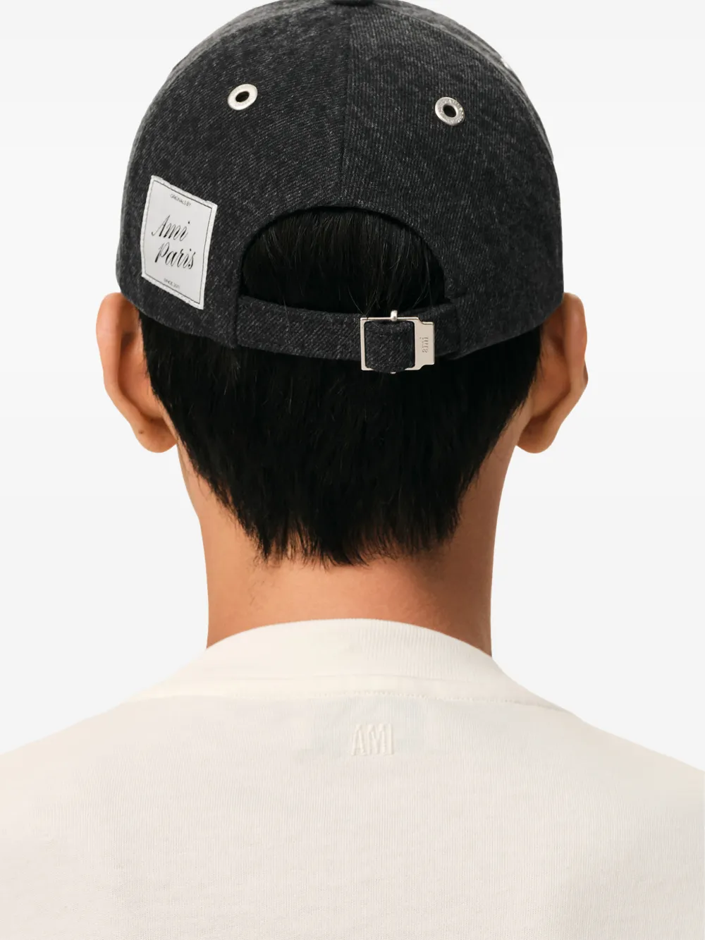 AMI Paris Denim honkbalpet met label Grijs
