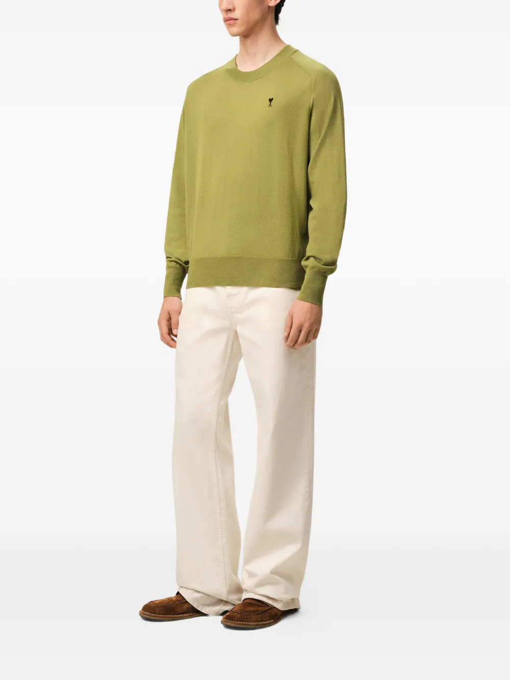 AMI Paris Sweater met borduurwerk en ronde hals Groen