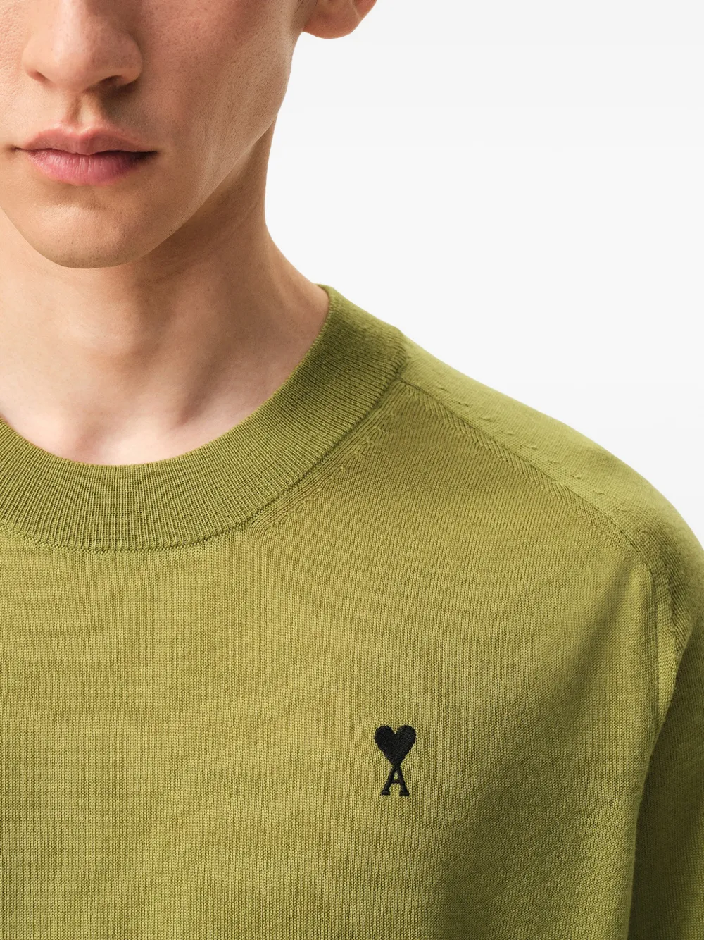 AMI Paris Sweater met borduurwerk en ronde hals Groen