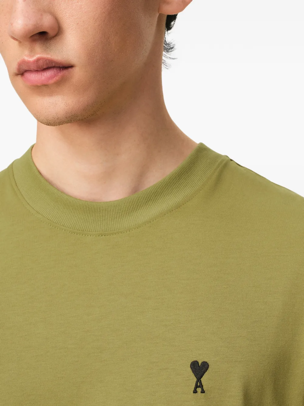 AMI Paris T-shirt met Ami Coeur-borduurwerk Groen