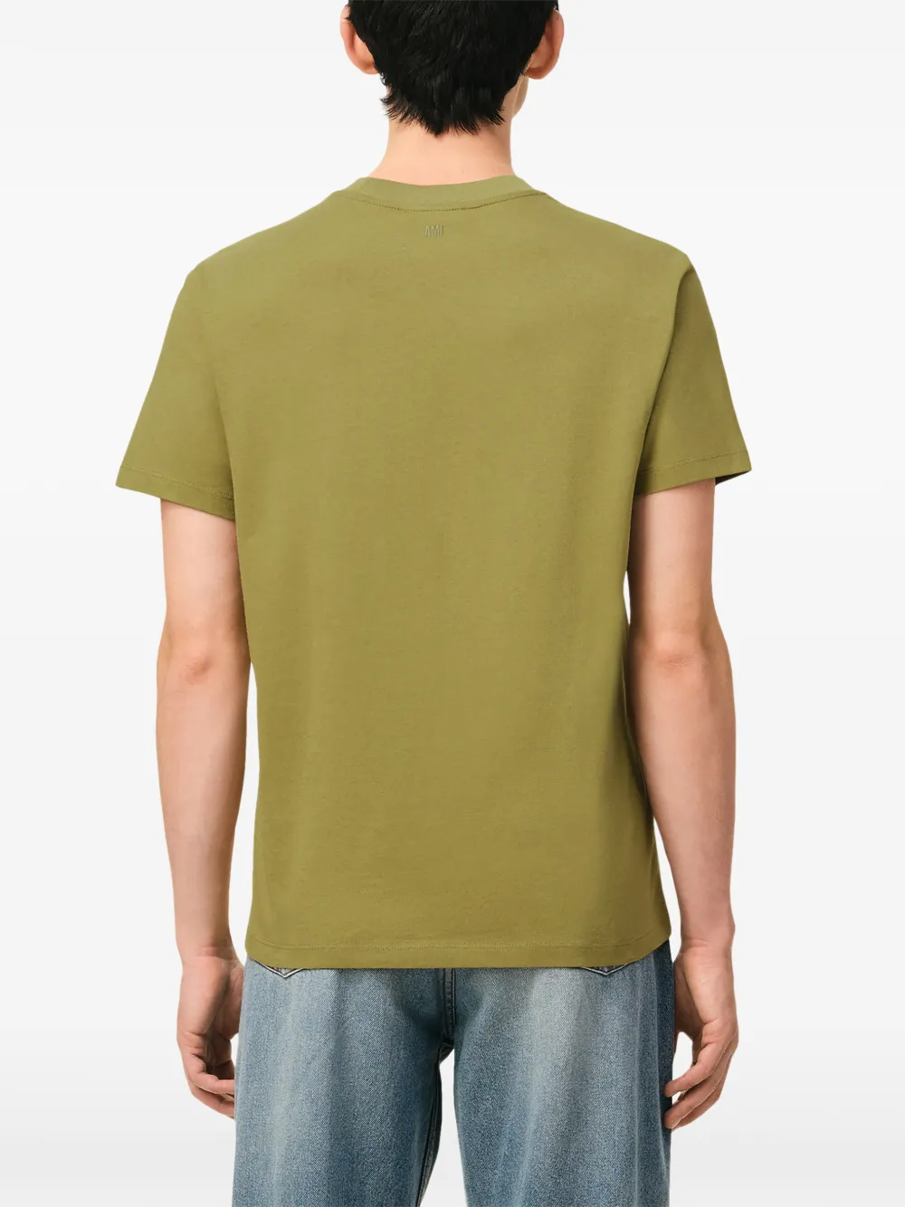 AMI Paris T-shirt met Ami Coeur-borduurwerk Groen