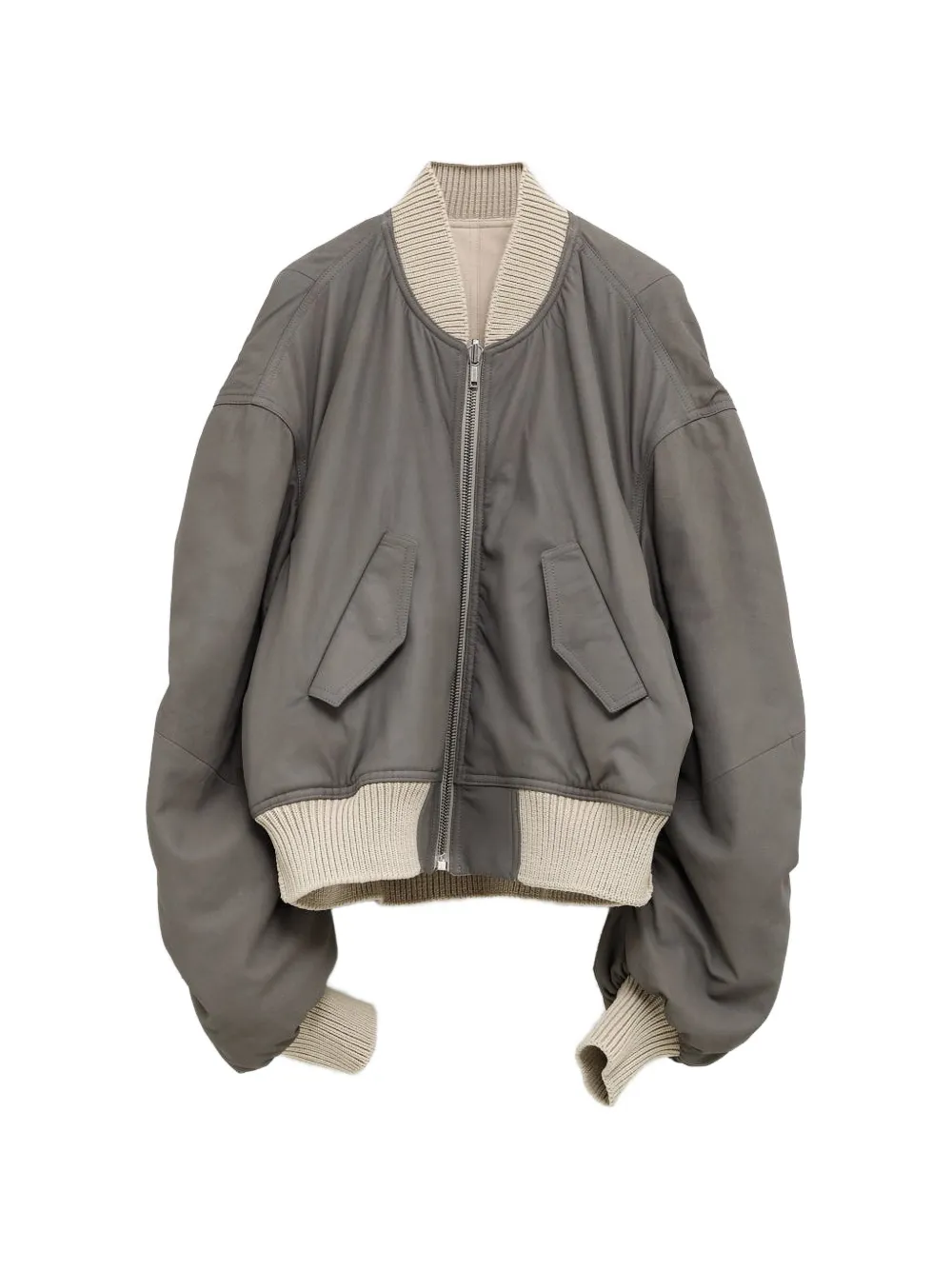  Rick Owens Ribbed Bomber Jacket - Neutrals 