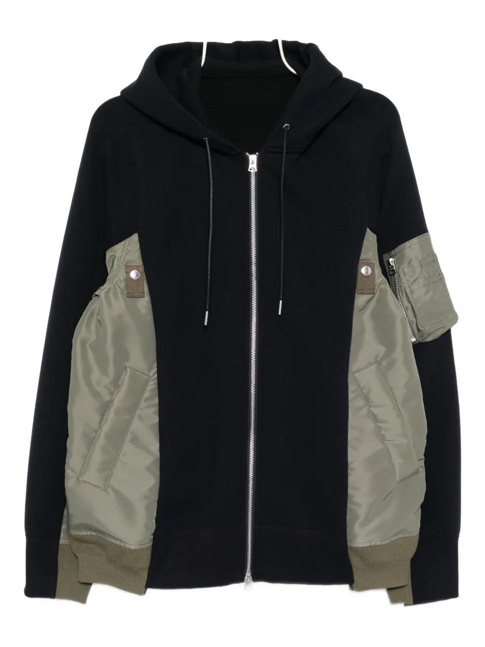 sacai drawstring hood bomber jacket - Blue
