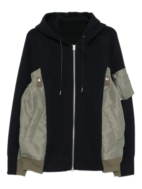 sacai drawstring hood bomber jacket