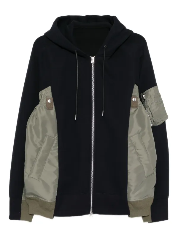 Sacai Drawstring Hood Bomber Jacket in Blue