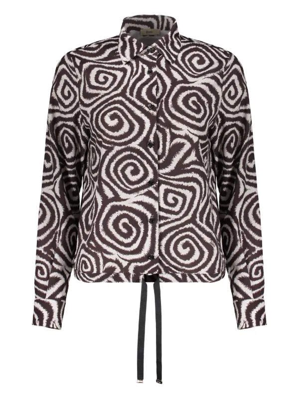 Herno Jacquard Button Shirt in Brown