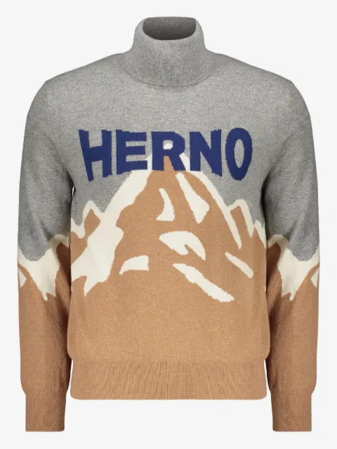 Herno Stehkragen-Pullover im Gebirgsdesign