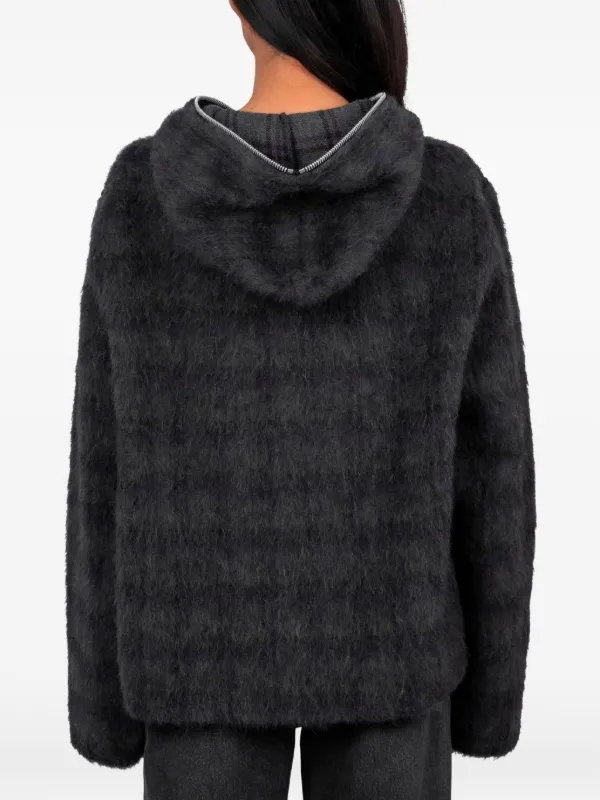 OUR LEGACY checkedzip-up Hoodie | Grey | FARFETCH MY