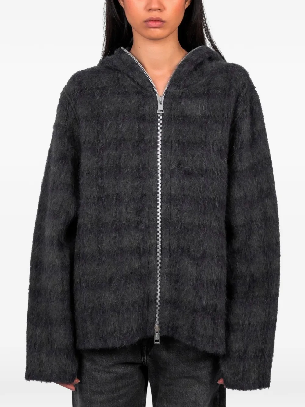 OUR LEGACY checkedzip-up hoodie - Grigio