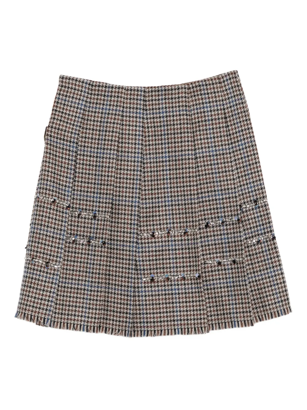 Dice Kayek Plooirok met pied-de-poule print Beige