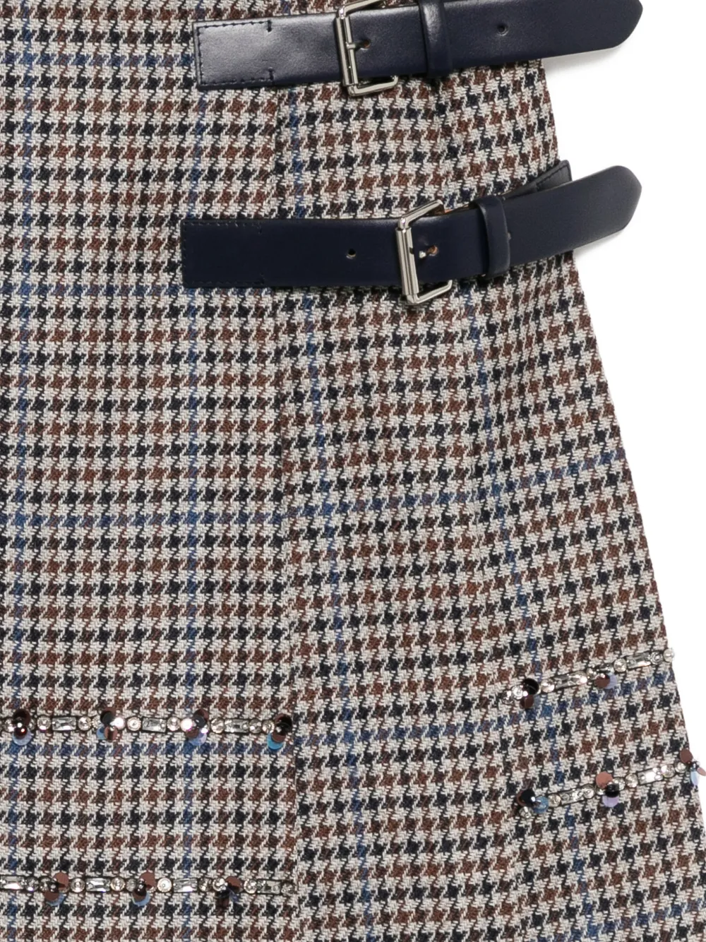 Dice Kayek Plooirok met pied-de-poule print Beige