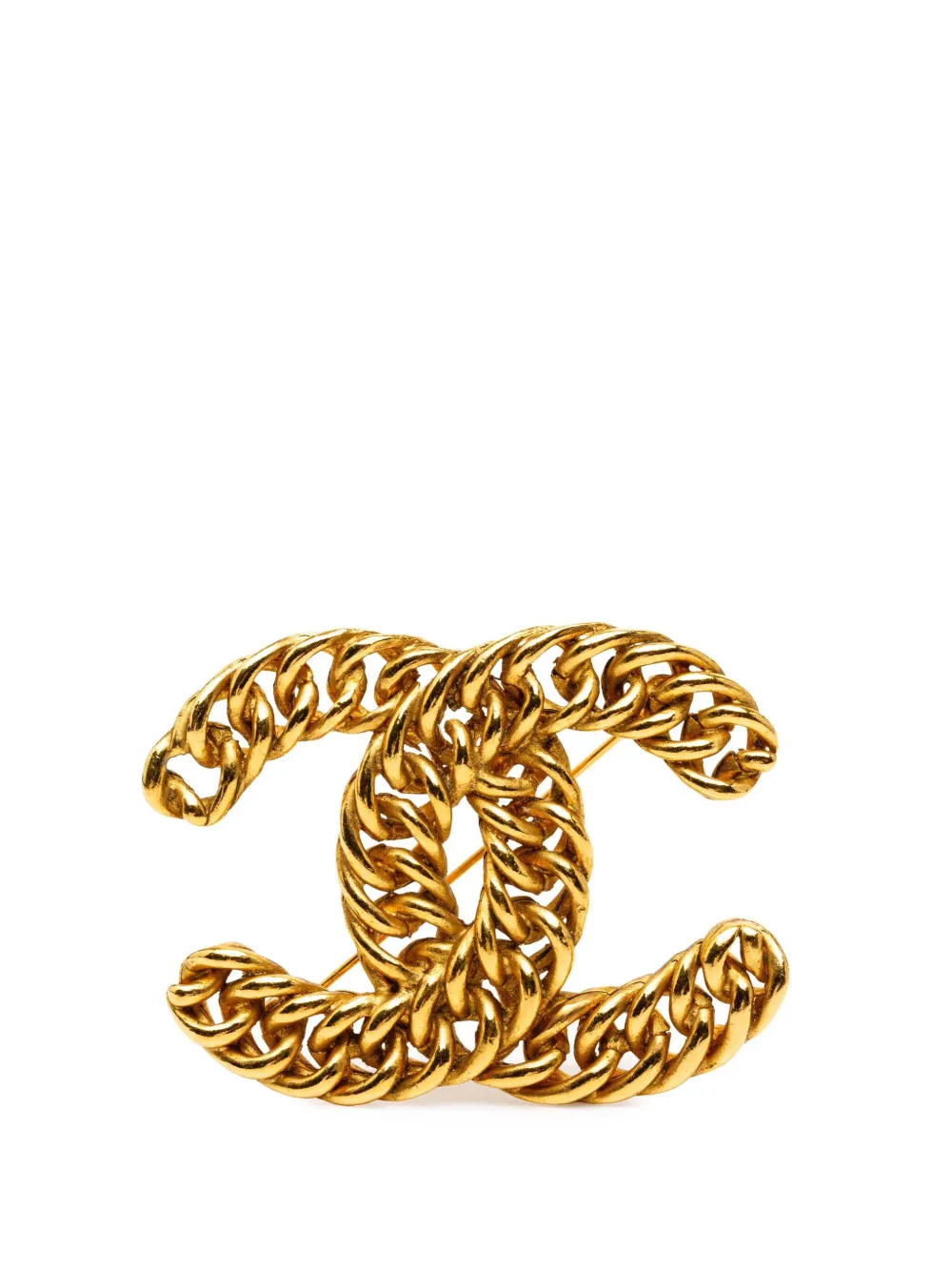 CHANEL Pre-Owned 1990-2000 Gold Plated CC Chain Brooch costume brooch - Oro