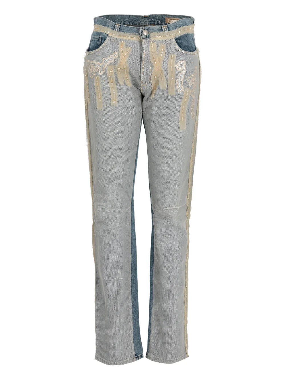 Voyage Et Cie customised embellished jeans - Blu