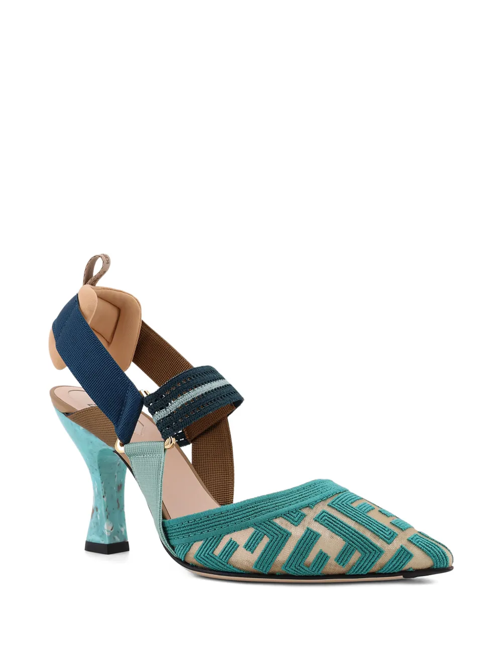 FENDI Colibrì logo-print straps pumps Blauw