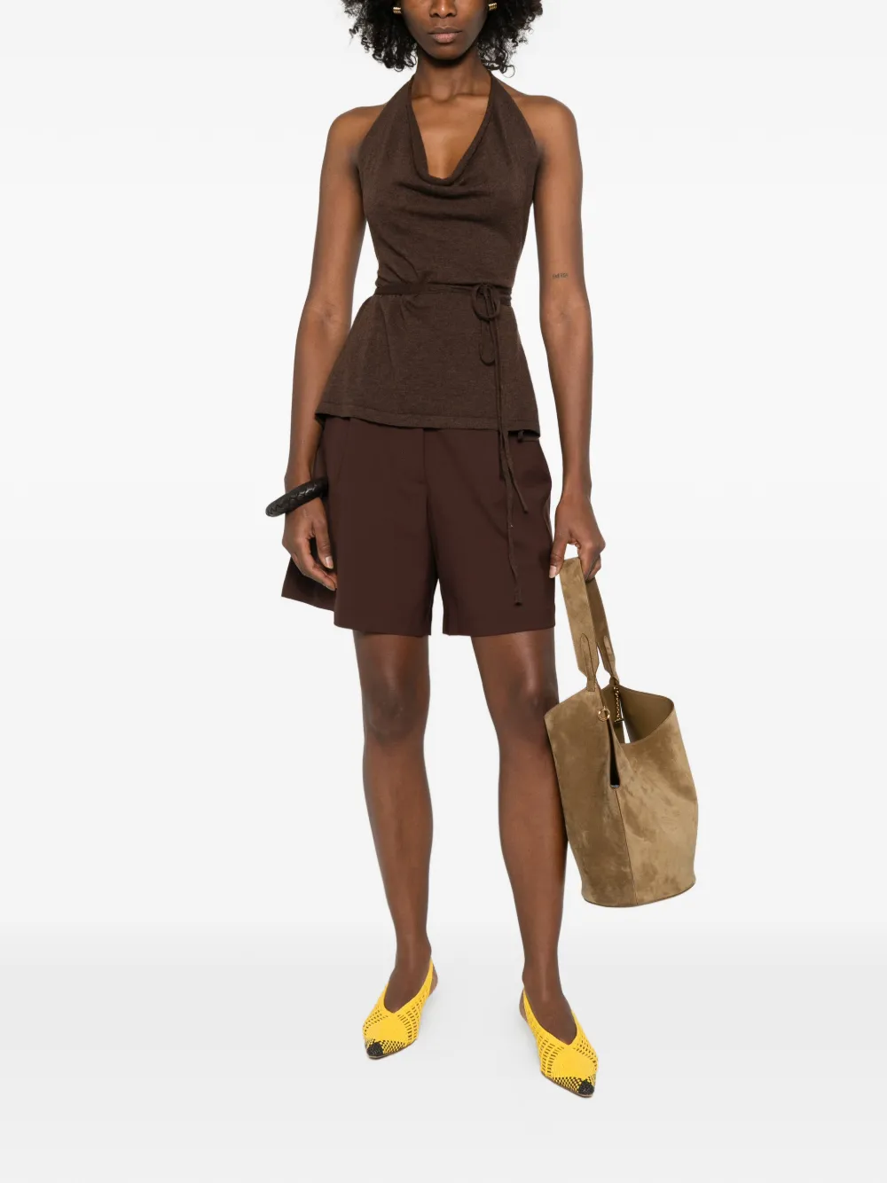 Cordera button pleated shorts - Rood