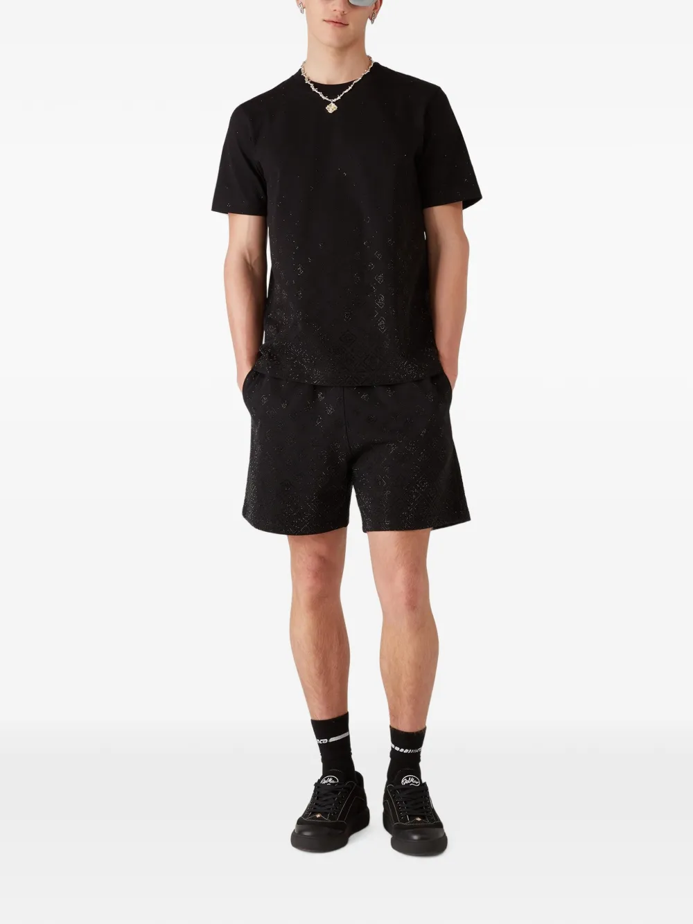 Casablanca Shorts met kristallen monogram Zwart