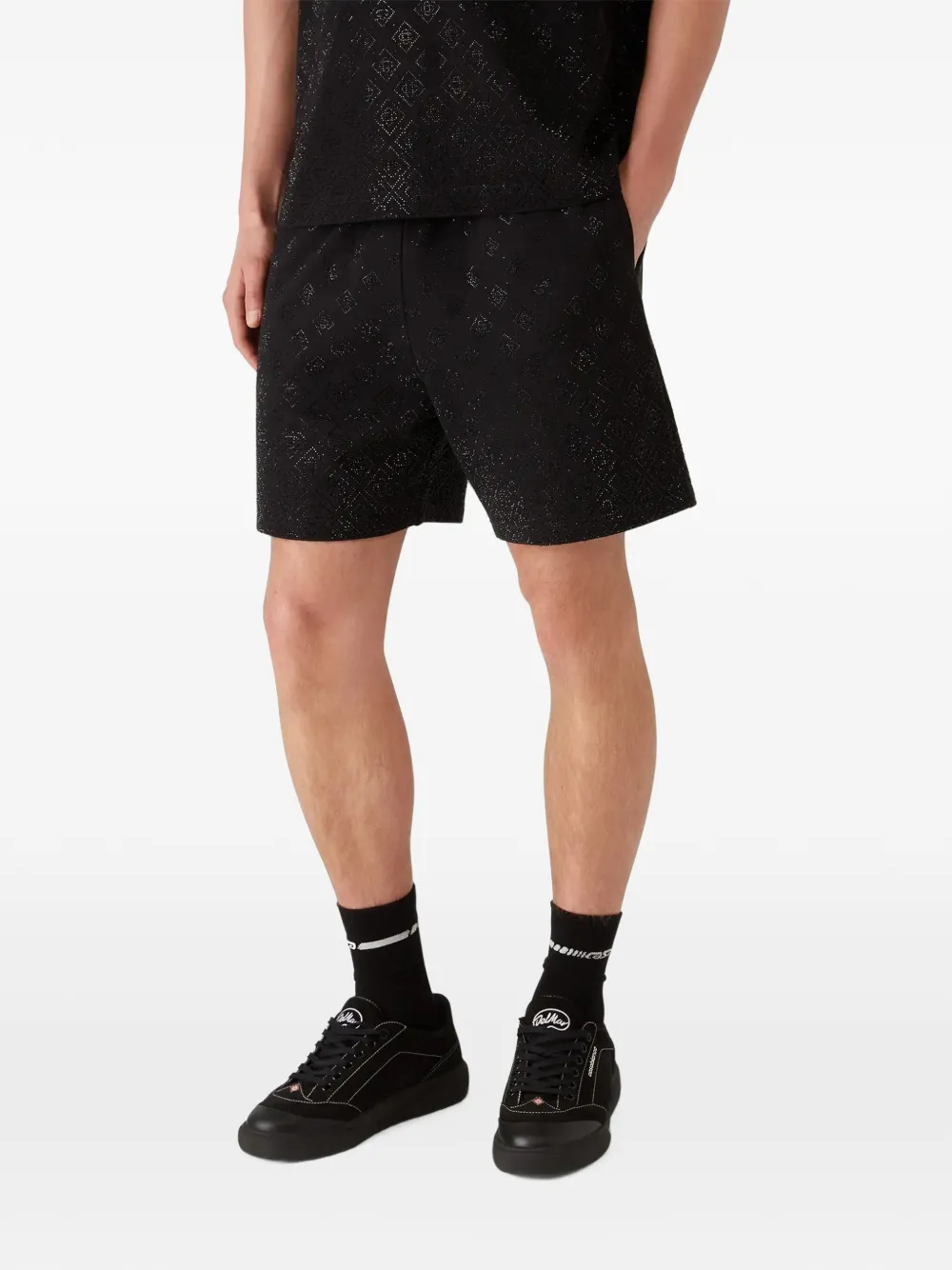 Casablanca Shorts met kristallen monogram Zwart