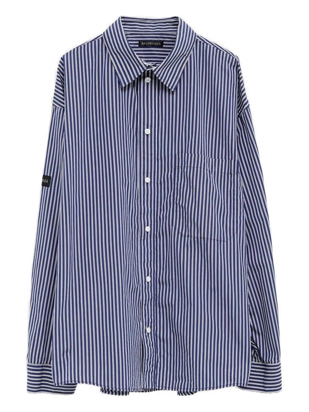 Balenciaga Camicia a righe con applicazione - Blu