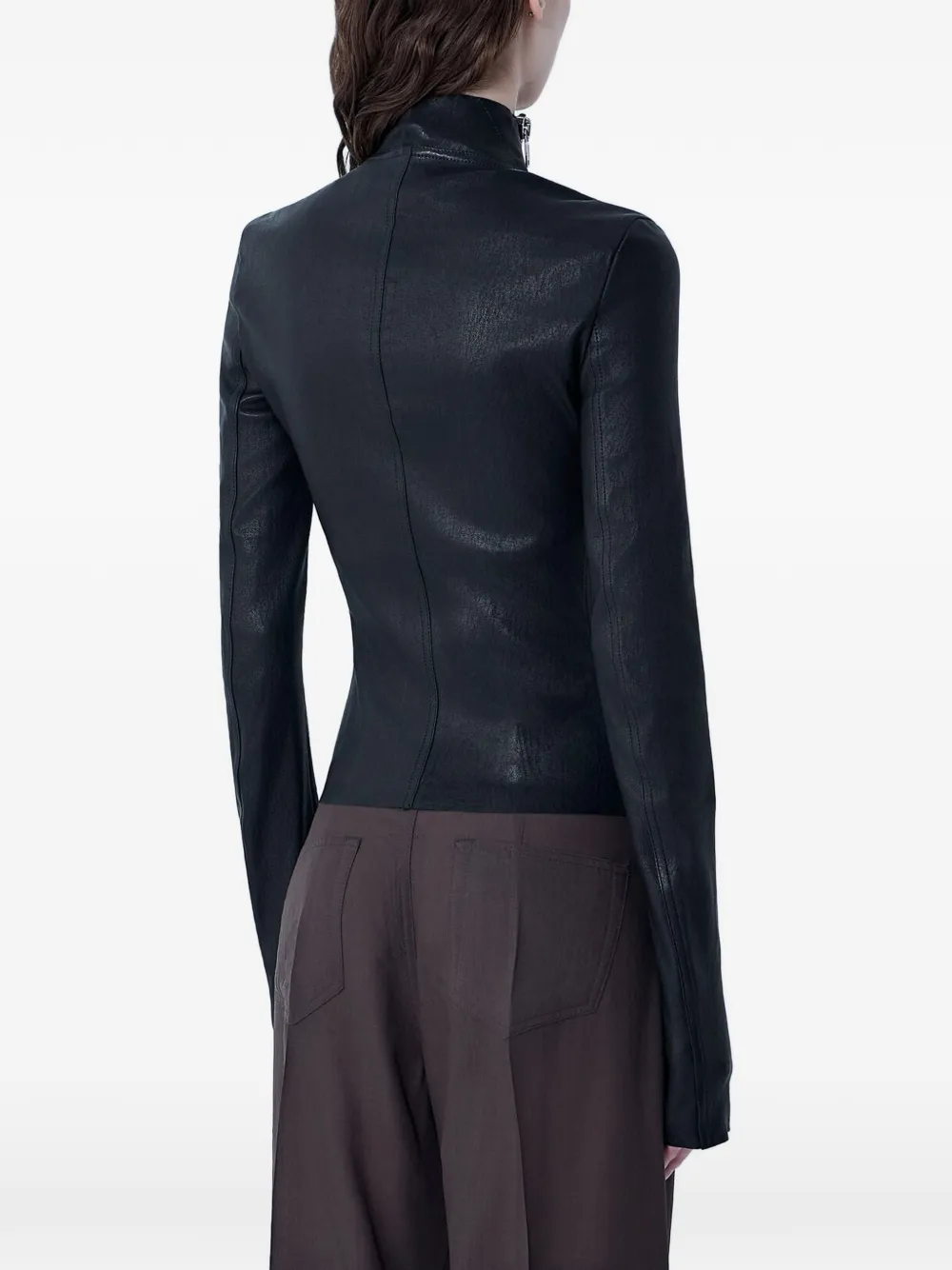Rick Owens Leren jack met rits Zwart
