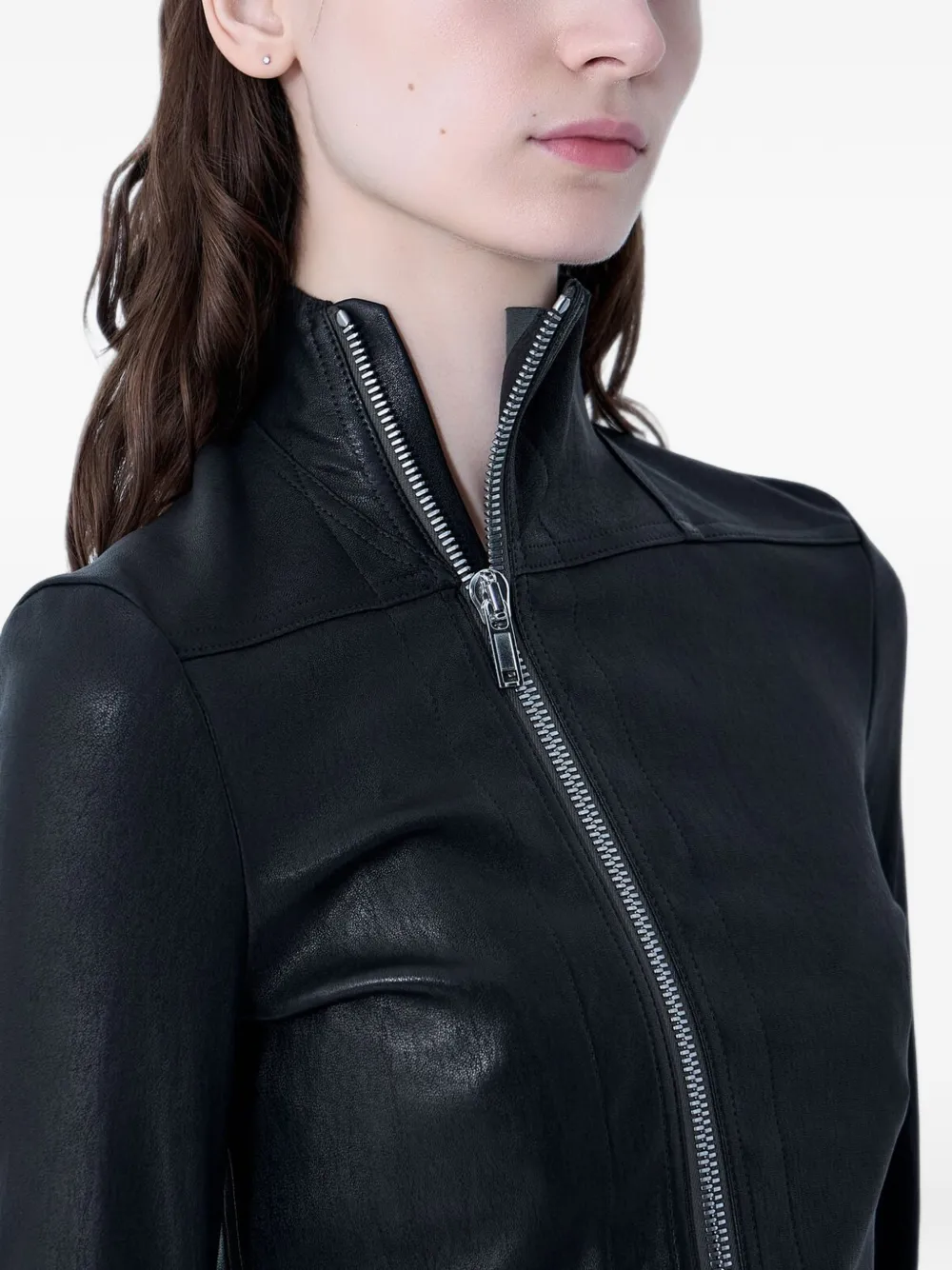 Rick Owens Leren jack met rits Zwart