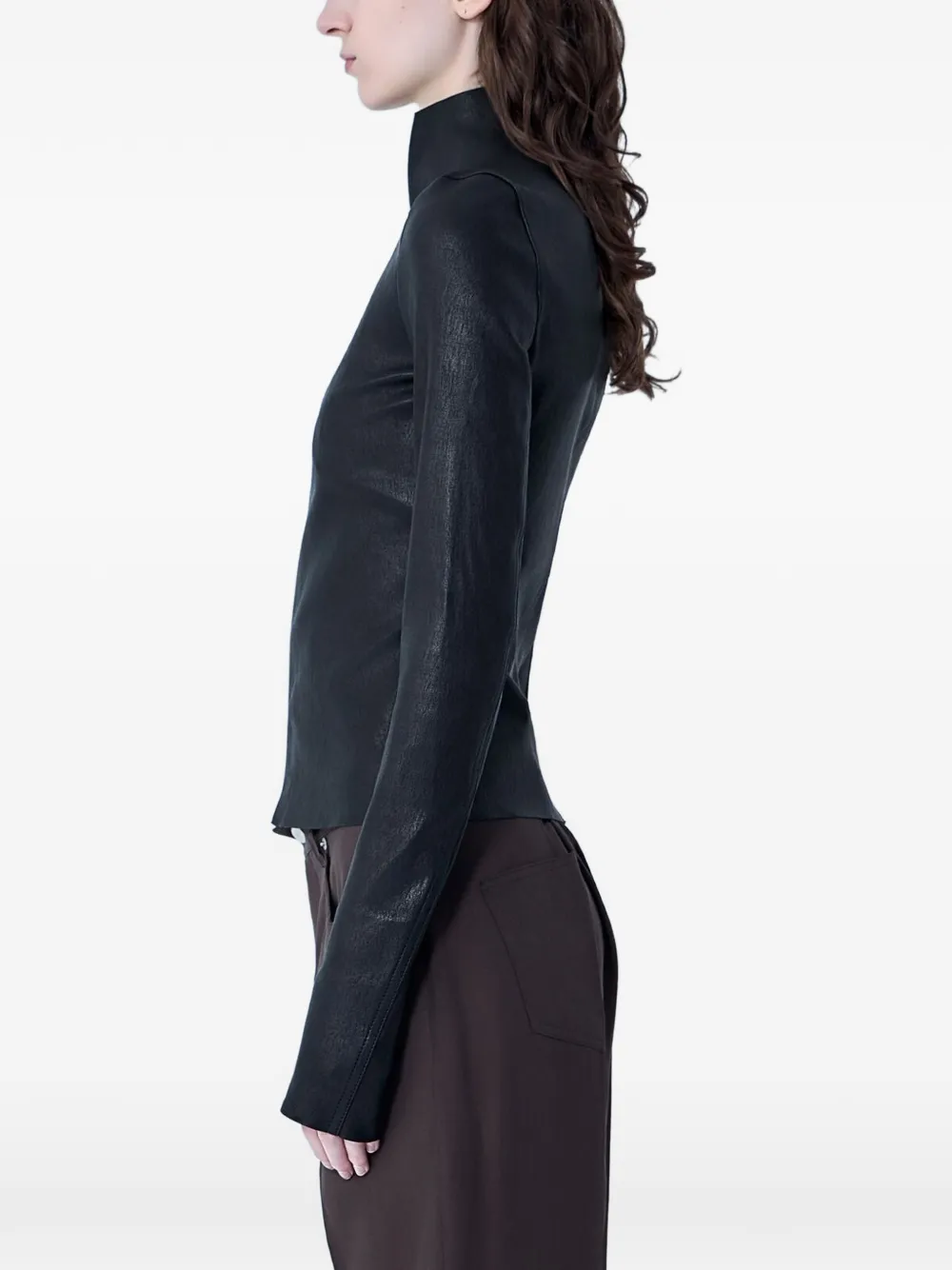 Rick Owens Leren jack met rits Zwart