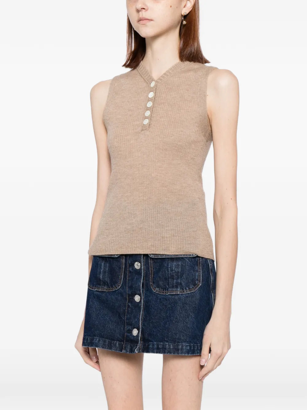  Cuddleup Cashmere Buttoned Vest - Brown 