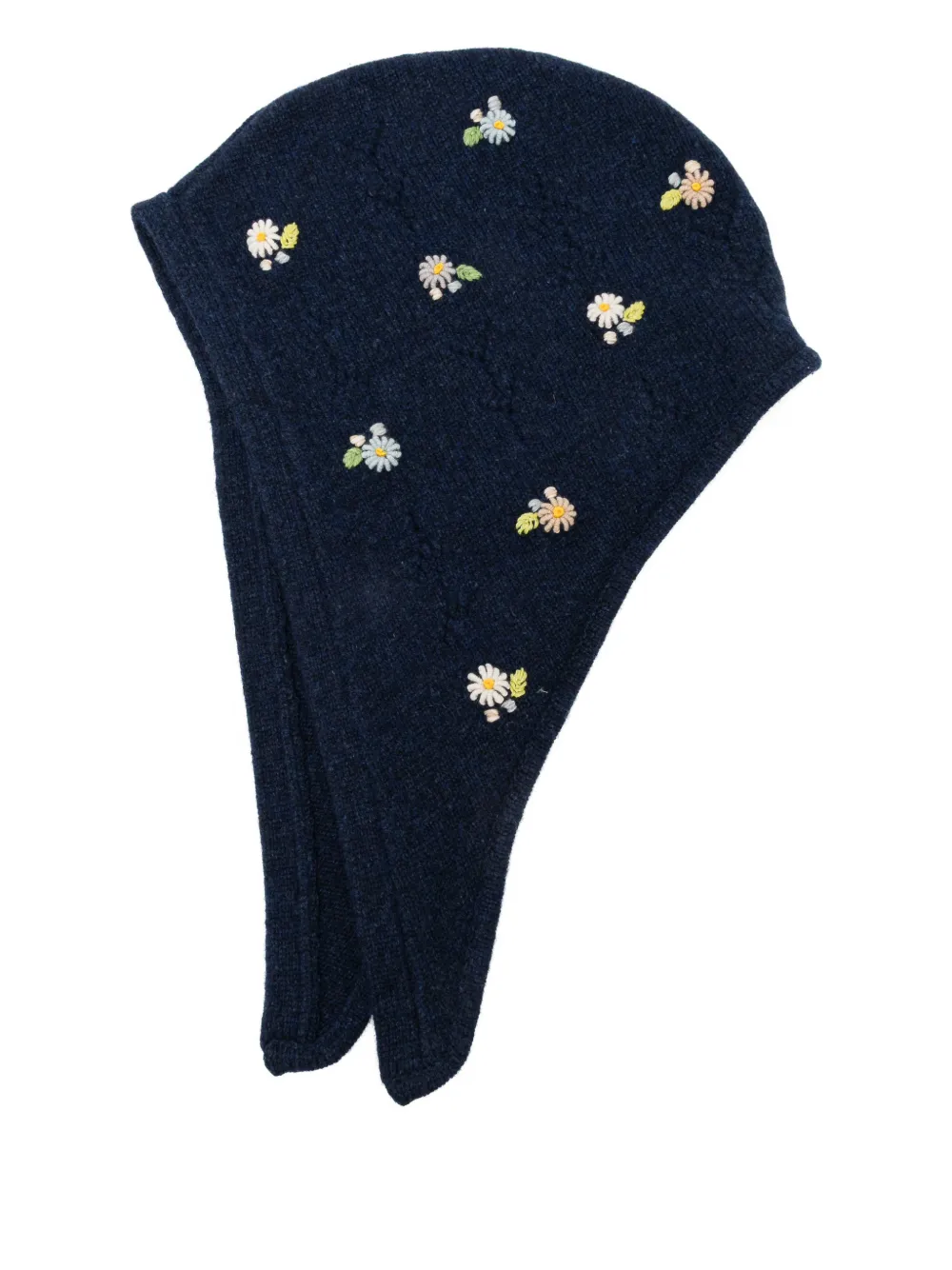 YANYAN KNITS daisy-embroidered hat - Blu