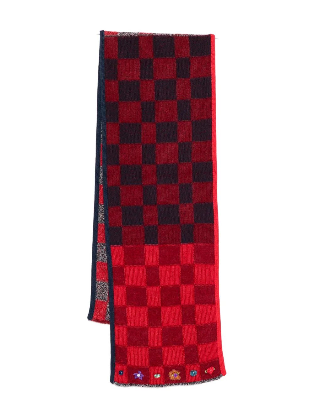 YANYAN KNITS checked scarf - Rosso