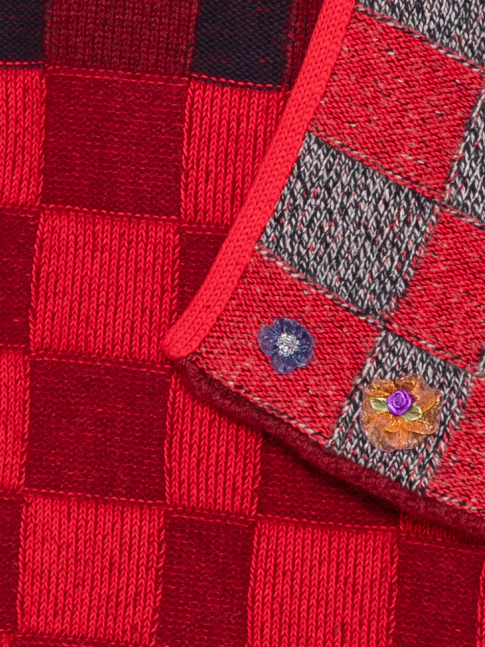  Yanyan Knits Checked Scarf - Red 