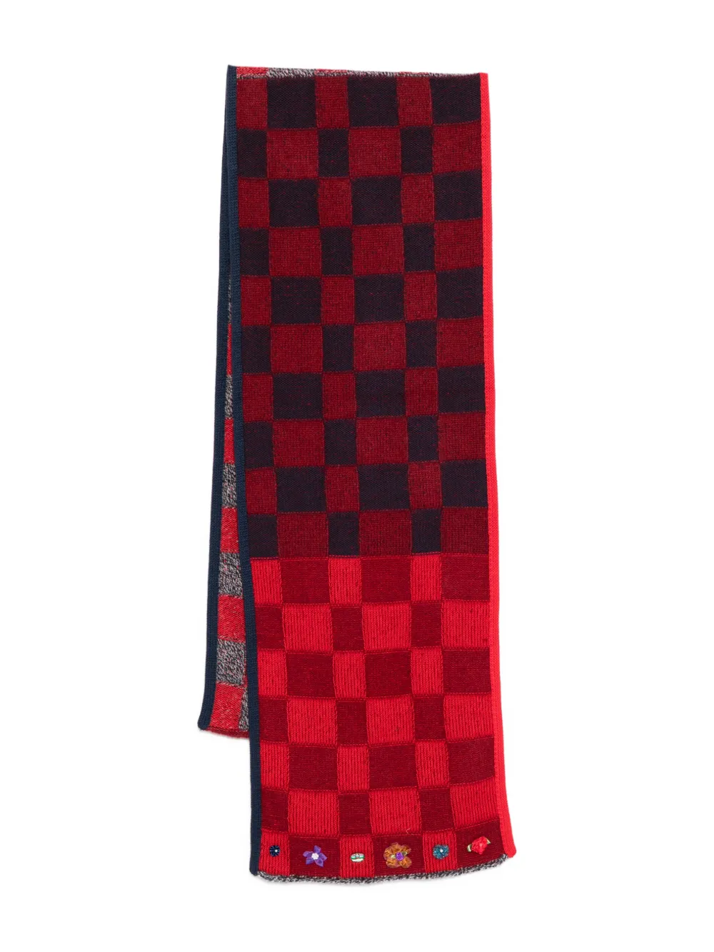 YANYAN KNITS checked scarf - Rosso