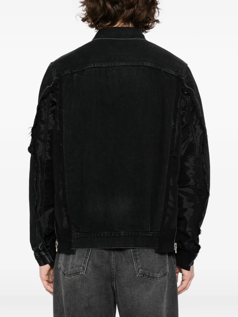 Sacai Denim Mixed Media Twill Jacket | Black | FARFETCH