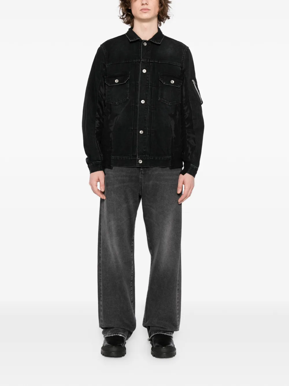 sacai denim mixed media twill jacket | Denim Jackets | Image 2