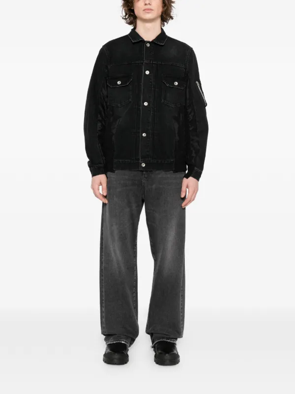 Sacai デニム ミックスメディア ツイルジャケット | ブラック