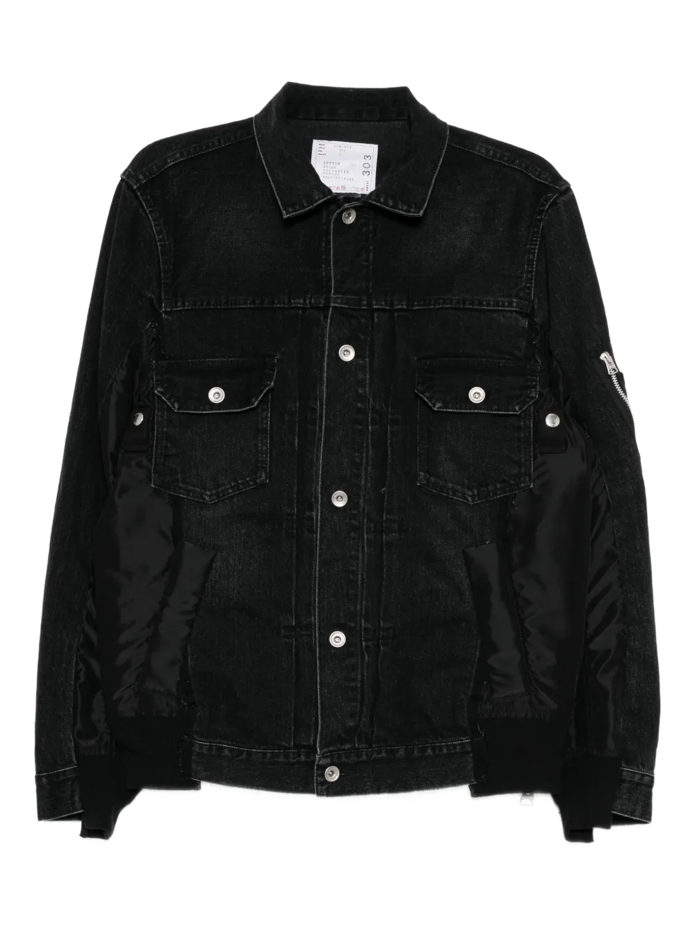 sacai denim mixed media twill jacket - Nero
