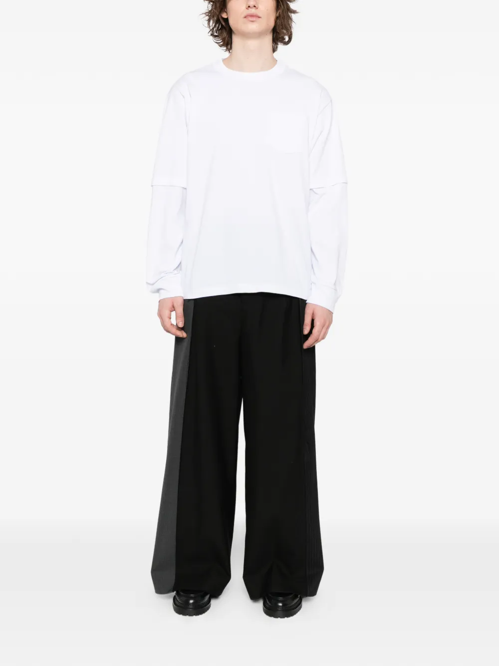 Sacai cotton layered T-shirt - Wit