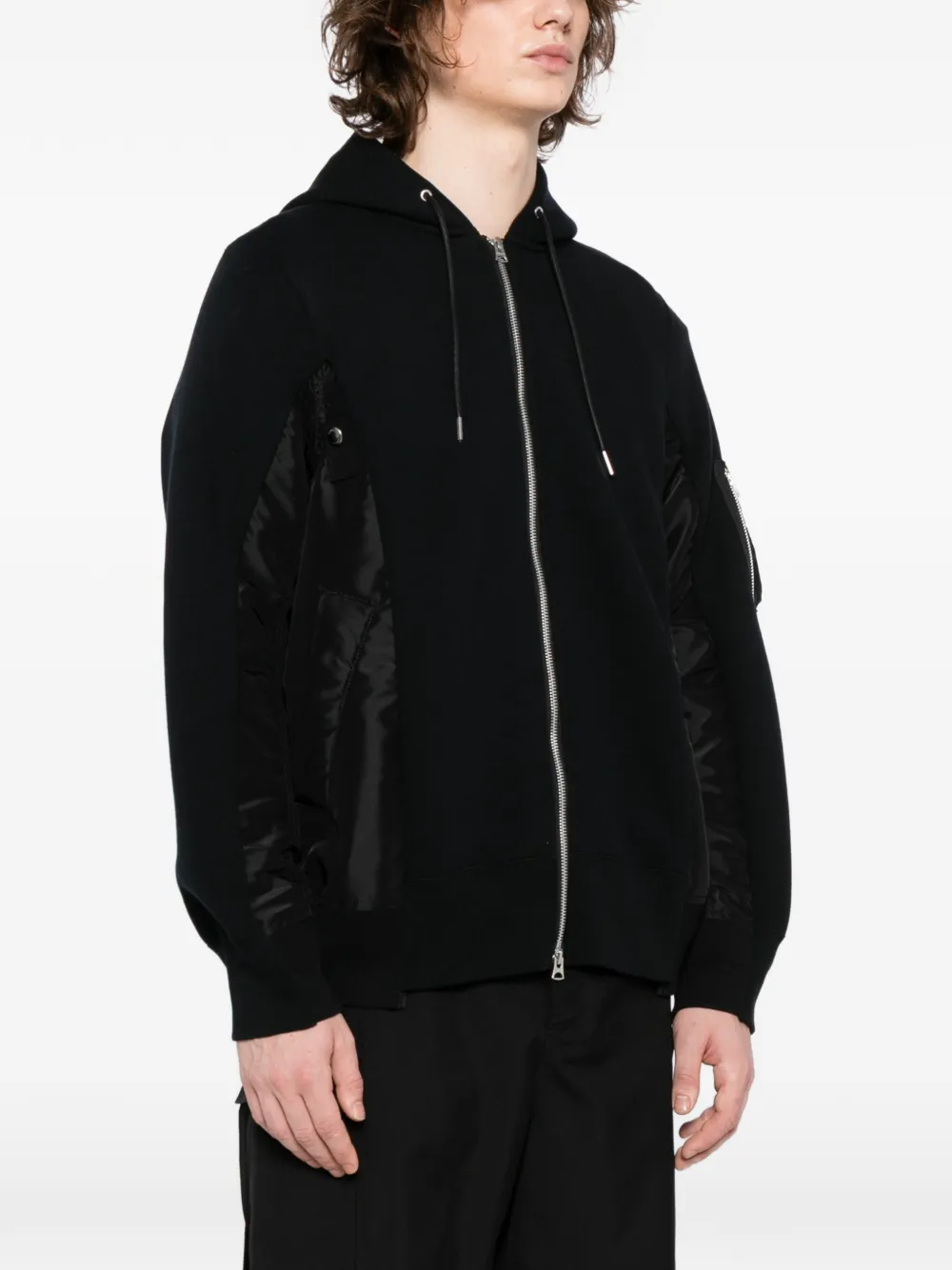 Sacai フーデッドジャケット | ブラック | FARFETCH JP