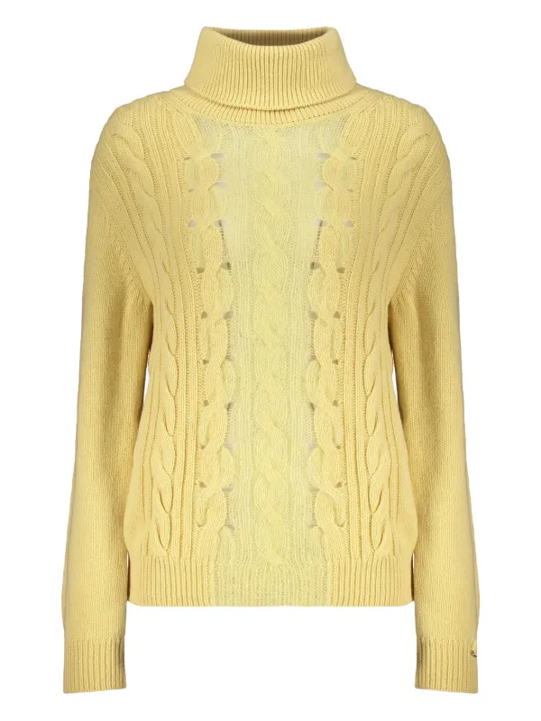 Herno High-neck Cable-knit Sweater in Yellow