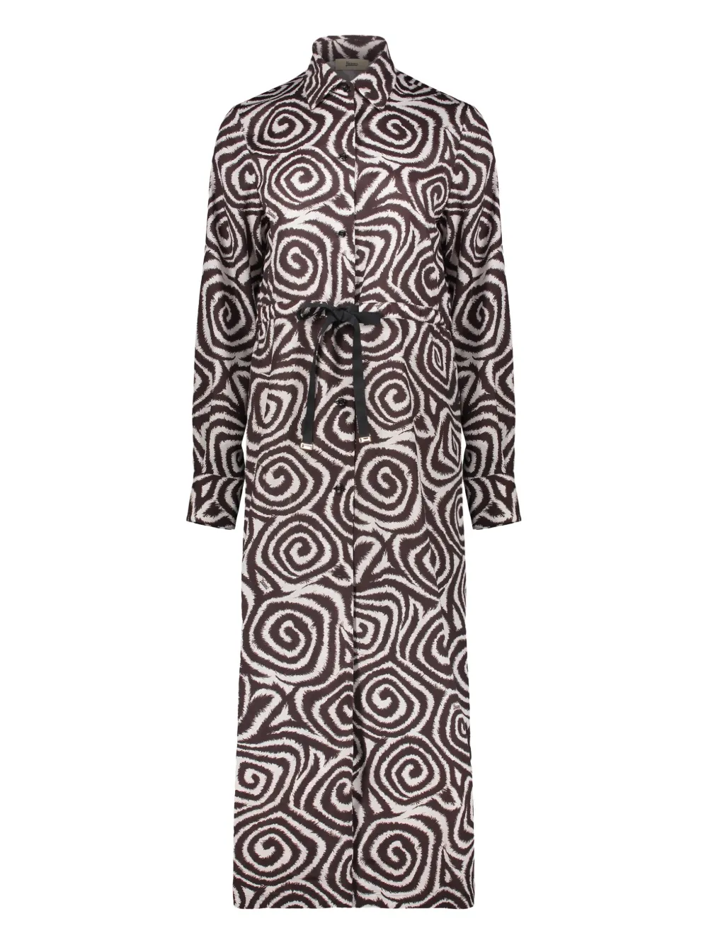 Herno high-collar belted dress - Braun