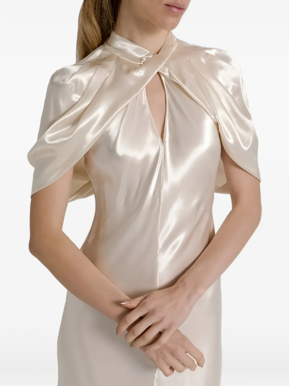 Alberta Ferretti Jurk met gekruiste kraag Wit