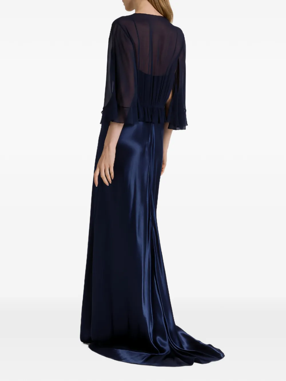 Alberta Ferretti Gesmockte jurk met flared mouwen Blauw