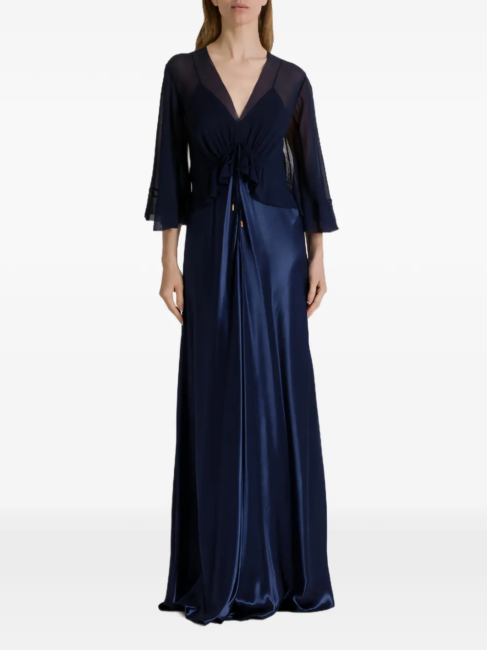 Alberta Ferretti Gesmockte jurk met flared mouwen Blauw