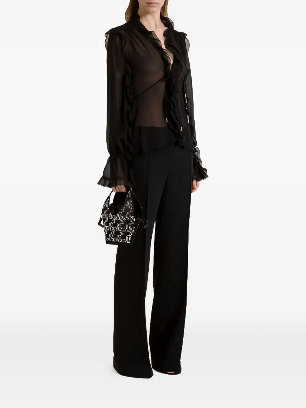  Alberta Ferretti Monogram-pattern Beaded Bag - Black 