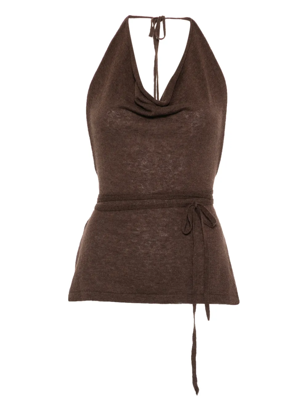Cordera cowl-neck tie top - Braun